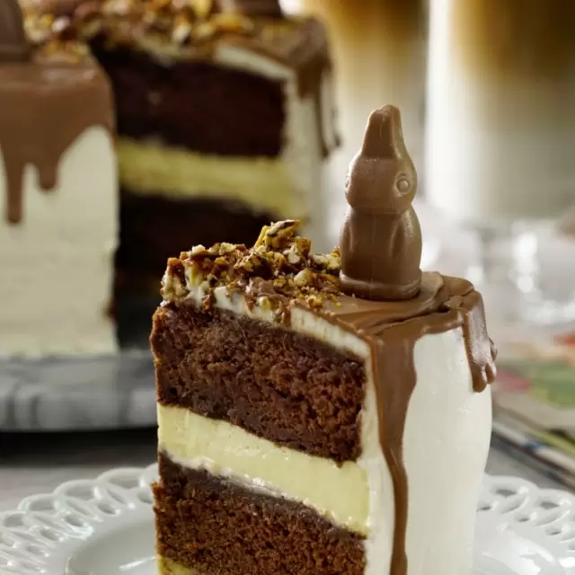 Pastel de Chocolate con Cheesecake de Rompope