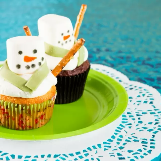 Cupcakes de Muñeco de Nieve