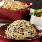 Baked Mushroom Alfredo Spaghetti