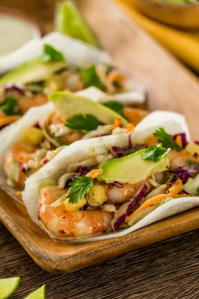 Jicama tacos with chipotle shrimp