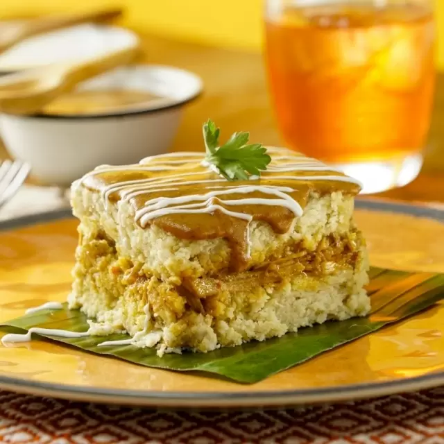 Tamale Cake with Bean Sauce