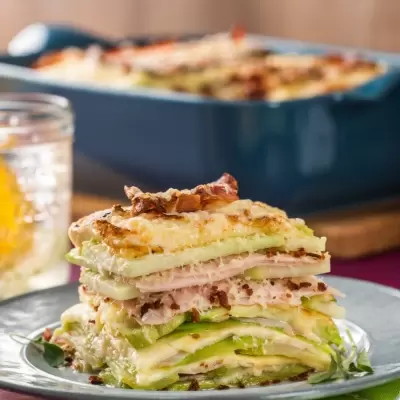 Chayote gratin with bacon