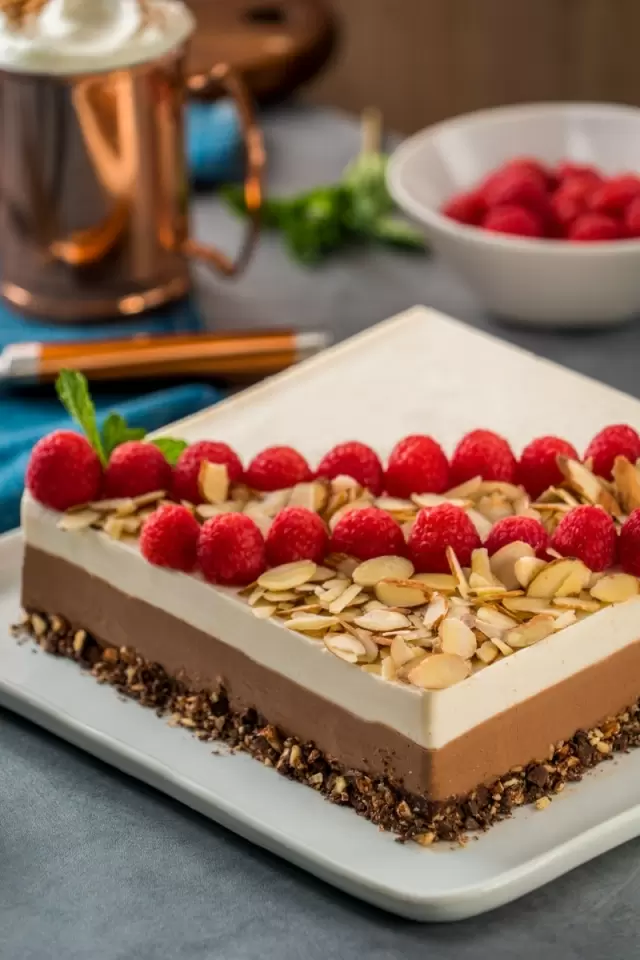 Cheesecake Sin Horno de Chocolate con Almendras