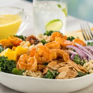 Shrimp and Kale Salad with Mango Dressing