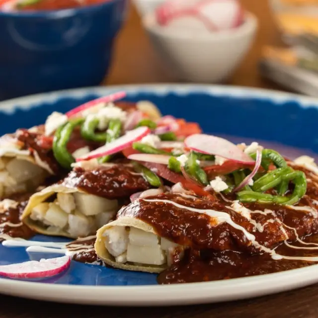 Vegetarian Enchiladas with Spicy Sauce