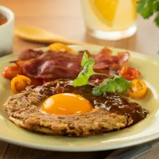Roasted Sauce Potato Hash Brown with Egg