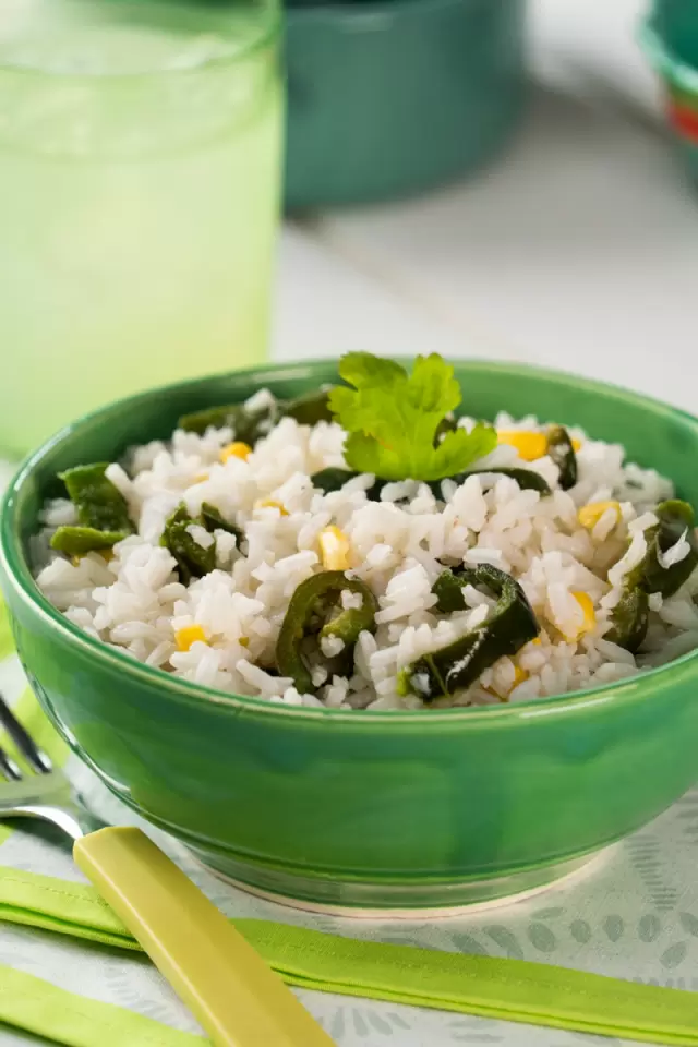 Arroz Blanco con Elote y Chile Poblano