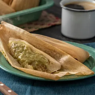 Chicharrón Tamales in Green Sauce