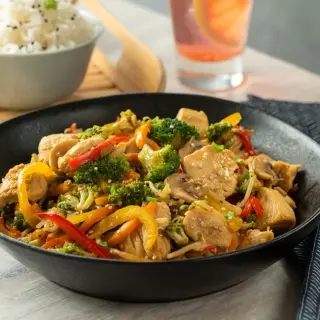 Oriental food with chicken