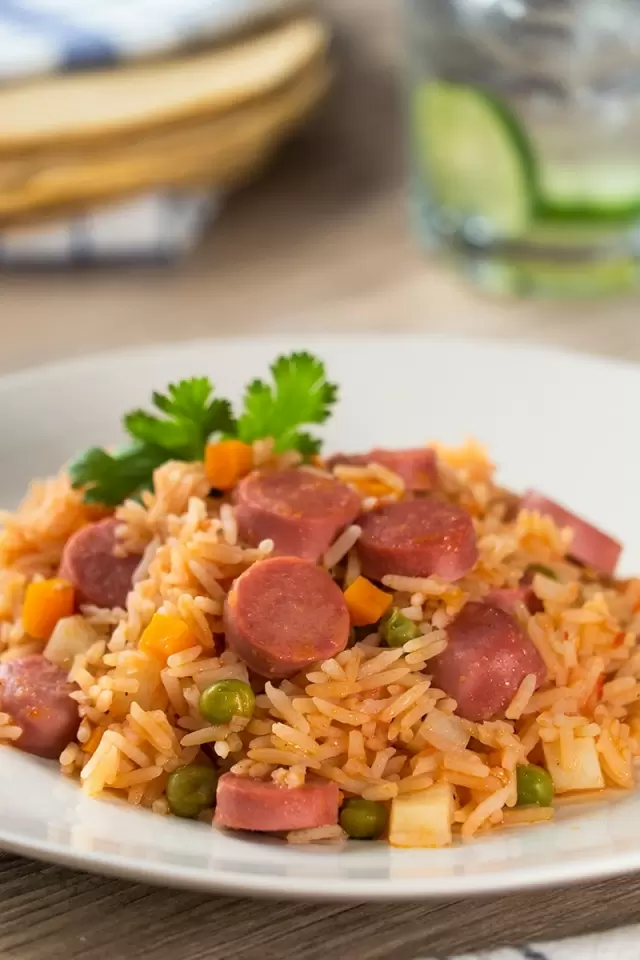 Arroz con Salchicha de Pavo