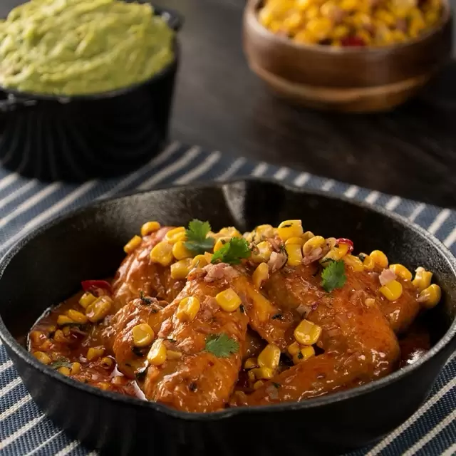 Spicy Chicken Wings with Esquites