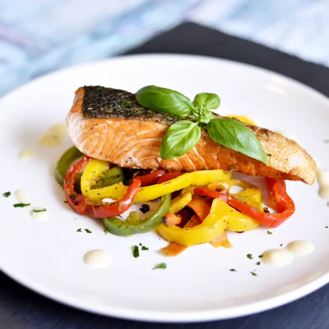 Salmon with Rainbow Vegetables