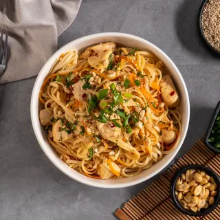 Oriental food with chicken
