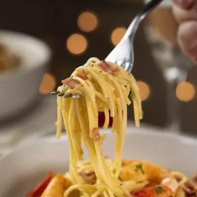 Spaghetti Carbonara with Shrimp