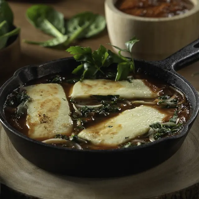 Cheese with Spinach in Tomato Sauce