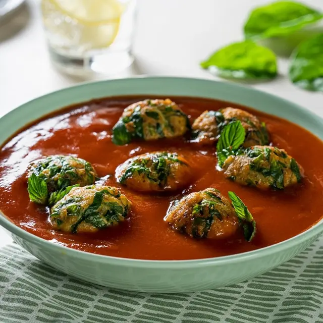 Almôndegas de Frango com Espinafre