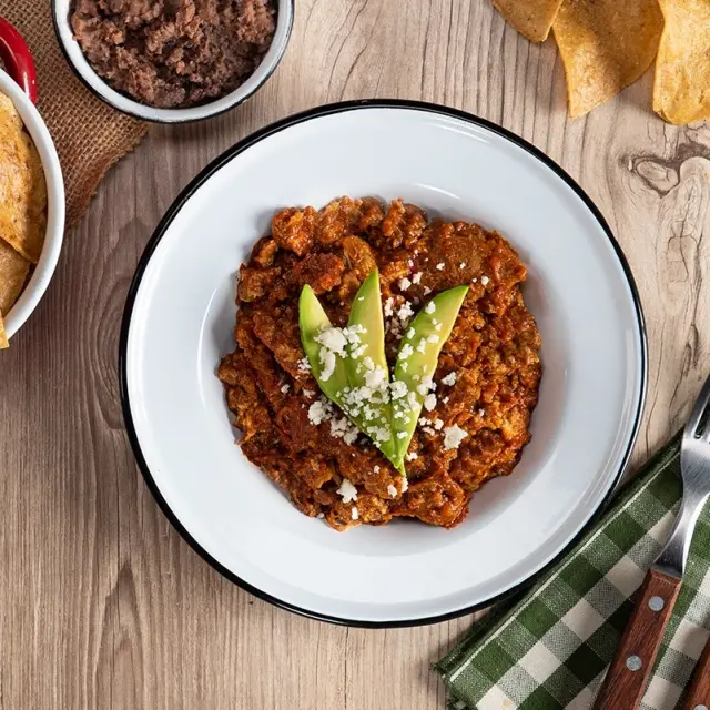 Eggs with Machaca in Red Sauce