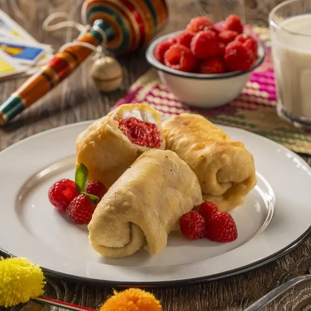 Sweet Cheese and Raspberry Jam Chimichanga
