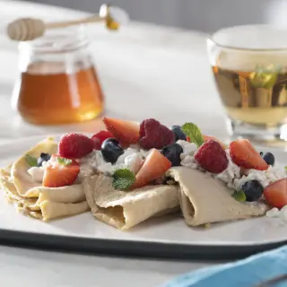 Crepes with Fruits and Cottage Cheese