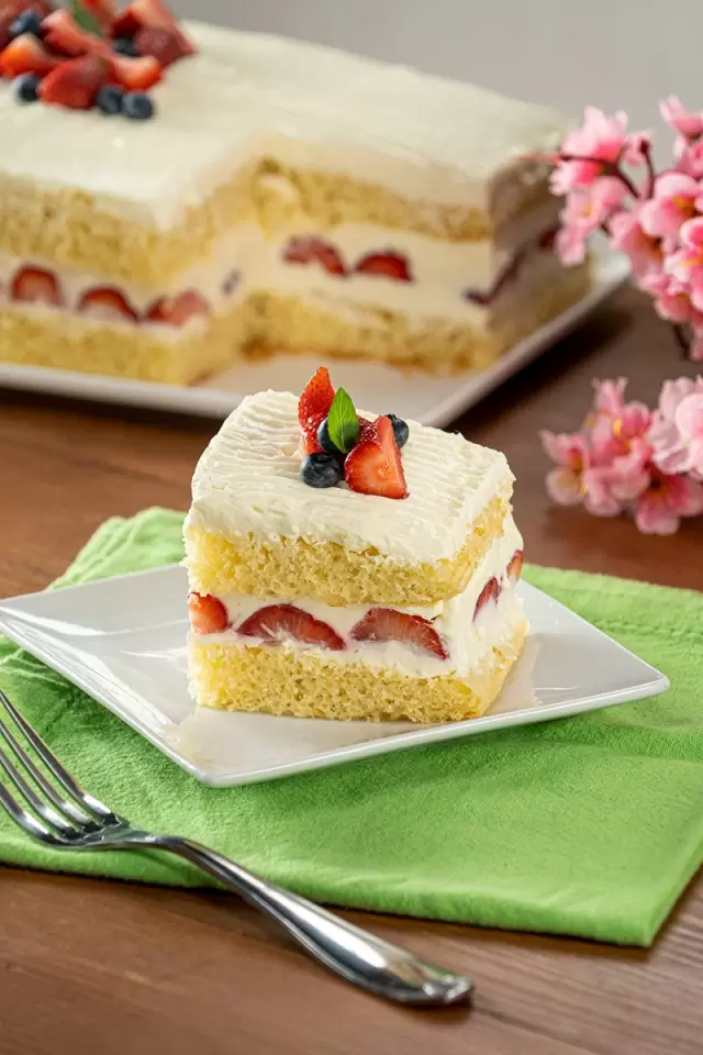 Pastel de fresas con crema