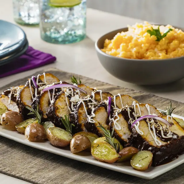 Loin in mole poblano