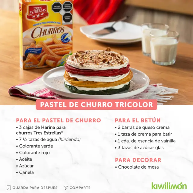 Bolo de churro tricolor