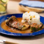 Chile stuffed with panela cheese