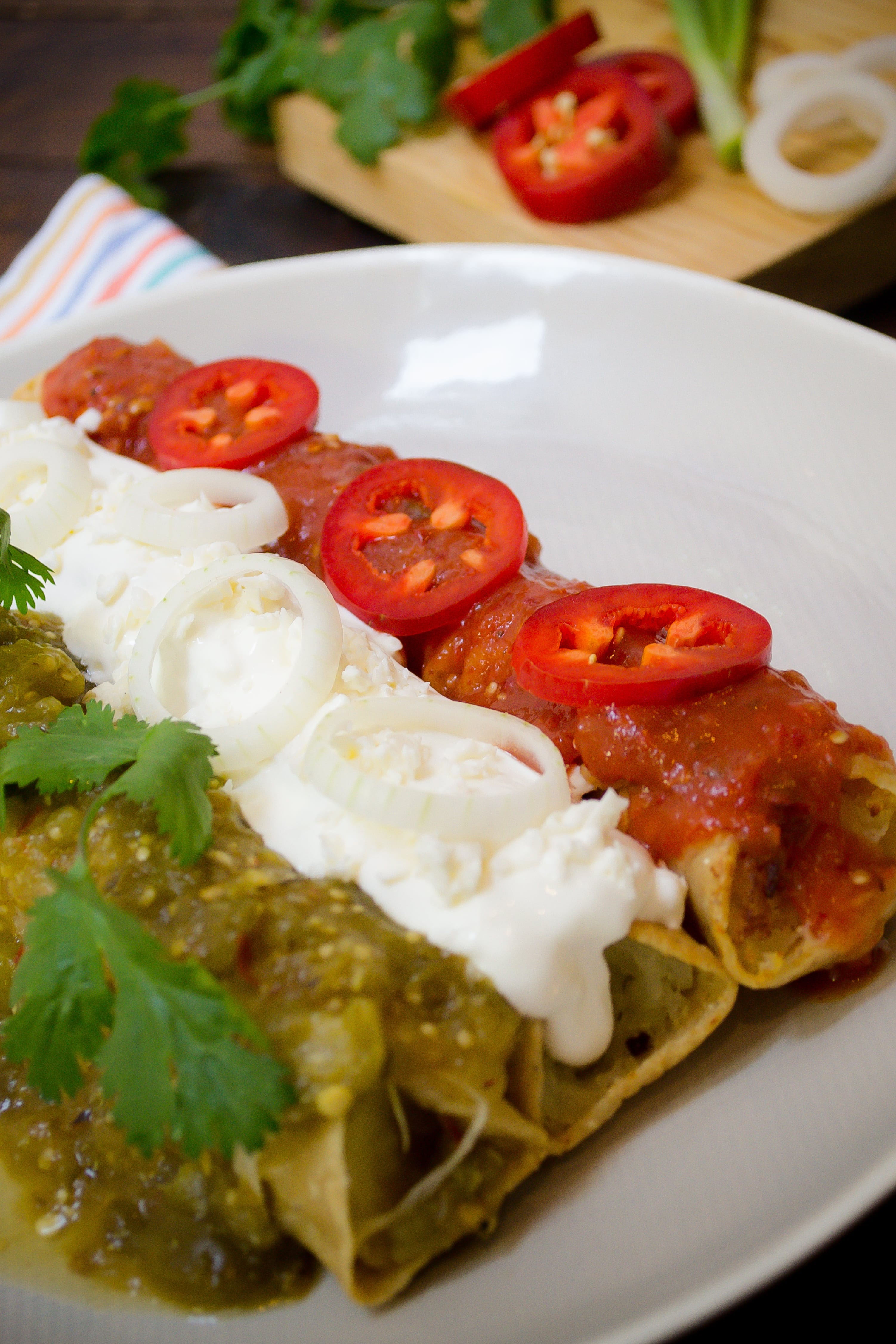 Flautas rellenas de pollo y papa